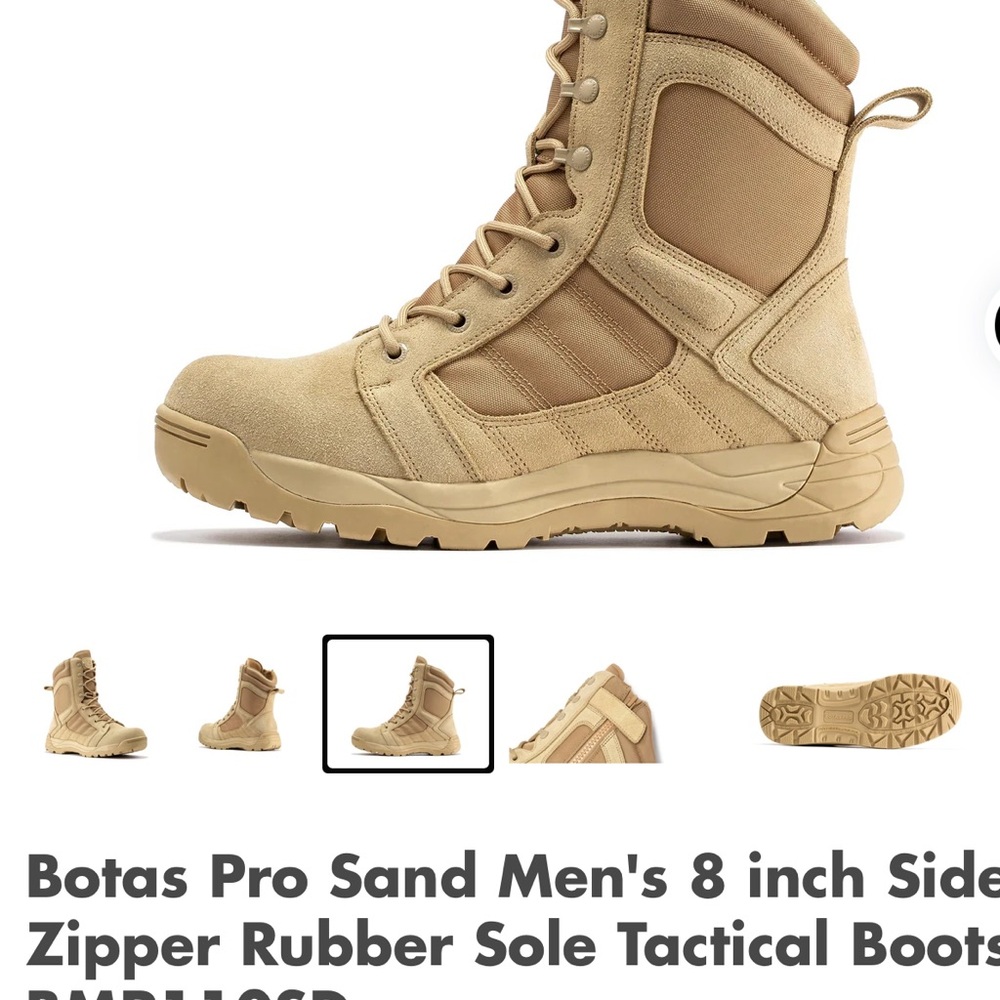 Men’s 8 inch side zipper rubber sole tactical boots - Picture 7 of 7